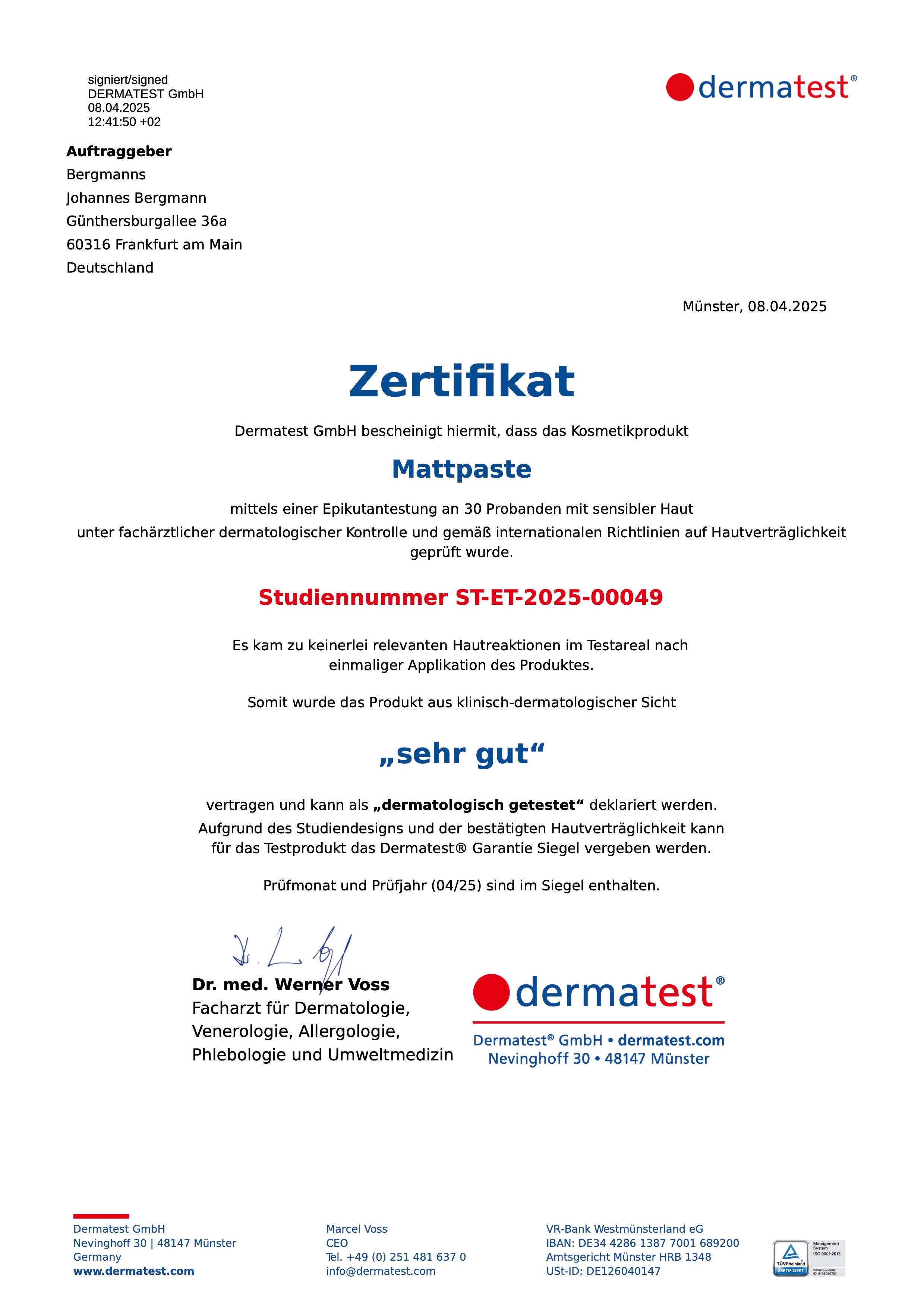 Natürliche Mattpaste